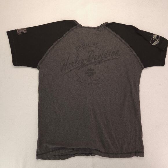 Harley Davidson Casual Button Collar Short Sleeve Shirt Mens Size XL Gray Black - Picture 10 of 10